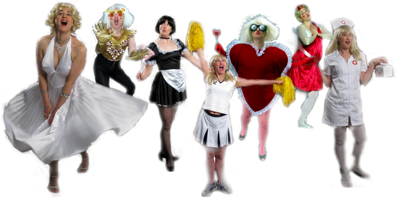 FunnyGirl Singing Telegram Characters, Los Angeles CA: Marilyn Monroe, Lady Gaga, French Maid, Cheerleader, Valentine Gaga, Cupid, Naughty Nurse